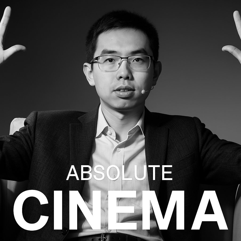 Crypto meme tagged absolute cinema, meme format, viral meme, tech speaker