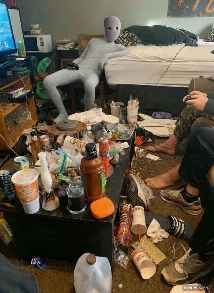 Crypto meme tagged gamer life, ai memes, relatable, npc