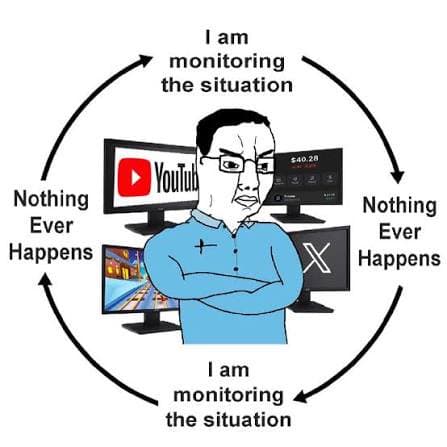 Crypto meme tagged youtube, twitter, cycle meme, doomer