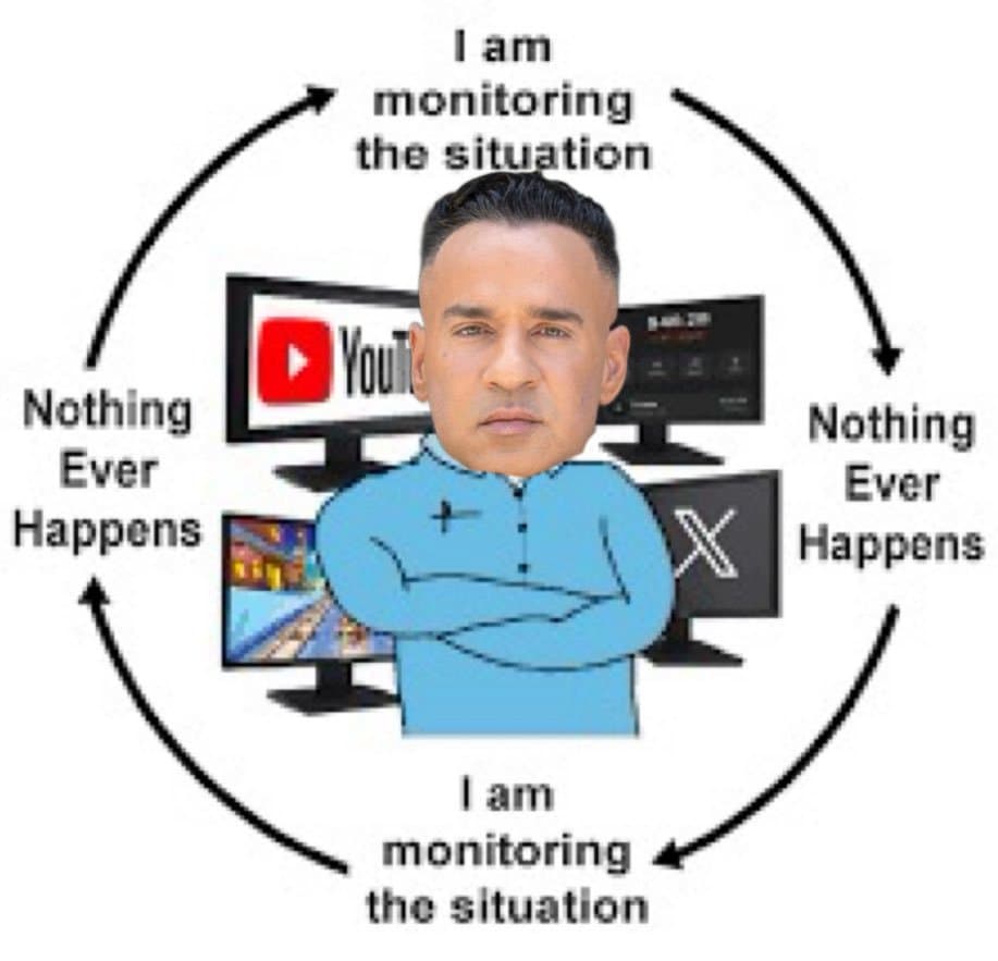 Crypto meme tagged nothing ever happens, mike the situation, jersey shore, cycle meme