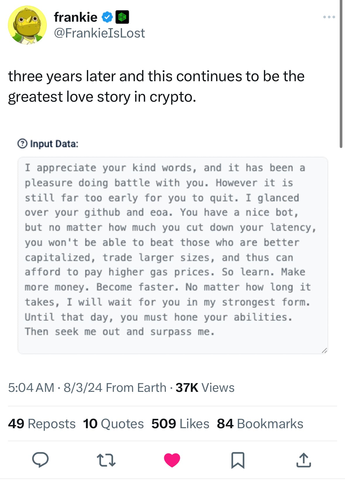 Crypto meme on Memtherscan