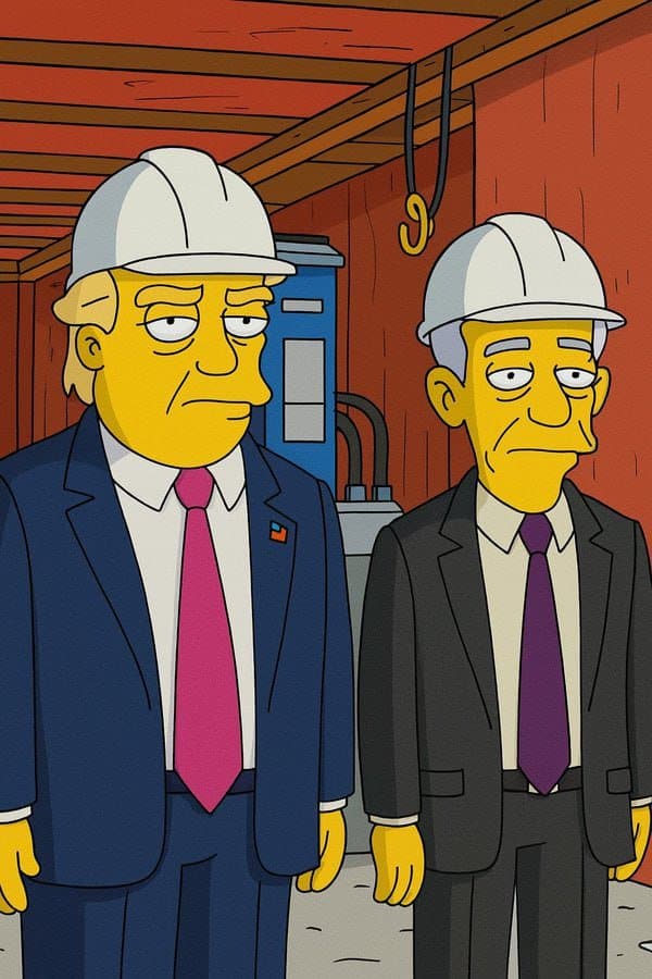 Crypto meme tagged politics, cartoon, prediction, hard hats