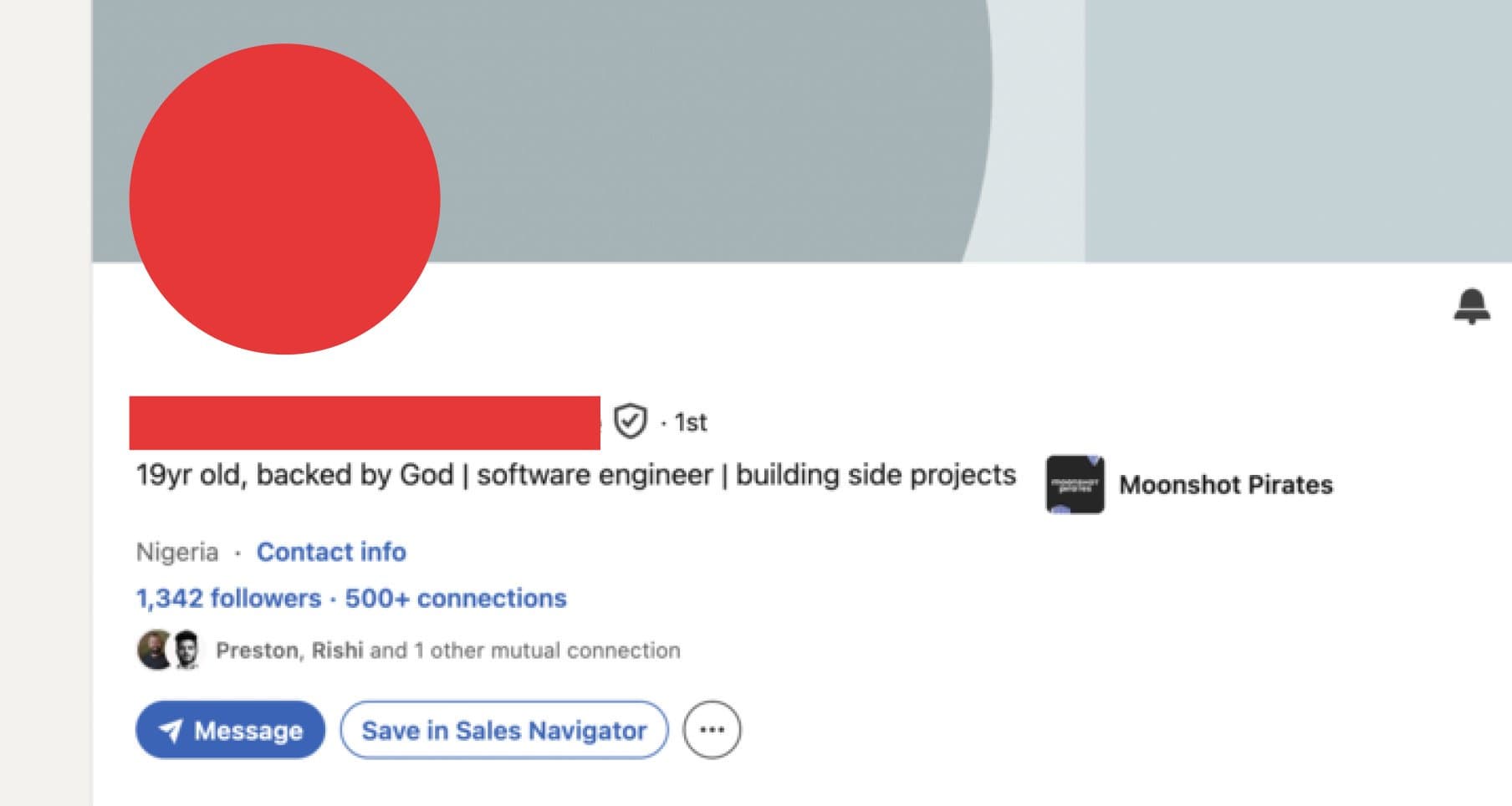 Crypto meme tagged nigeria, linkedin, software engineer, side projects