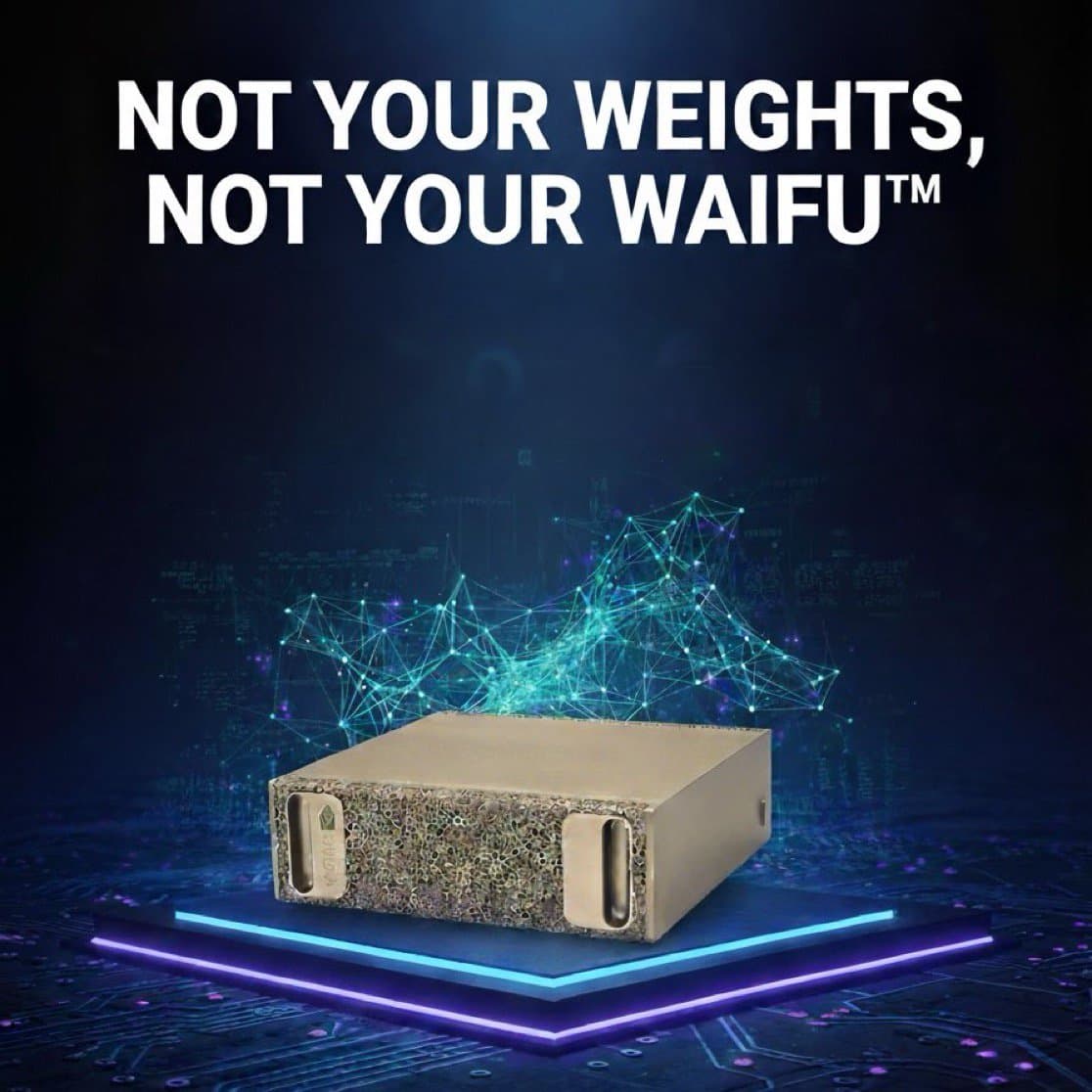 Crypto meme tagged ai weights, waifu, local ai, open source ai