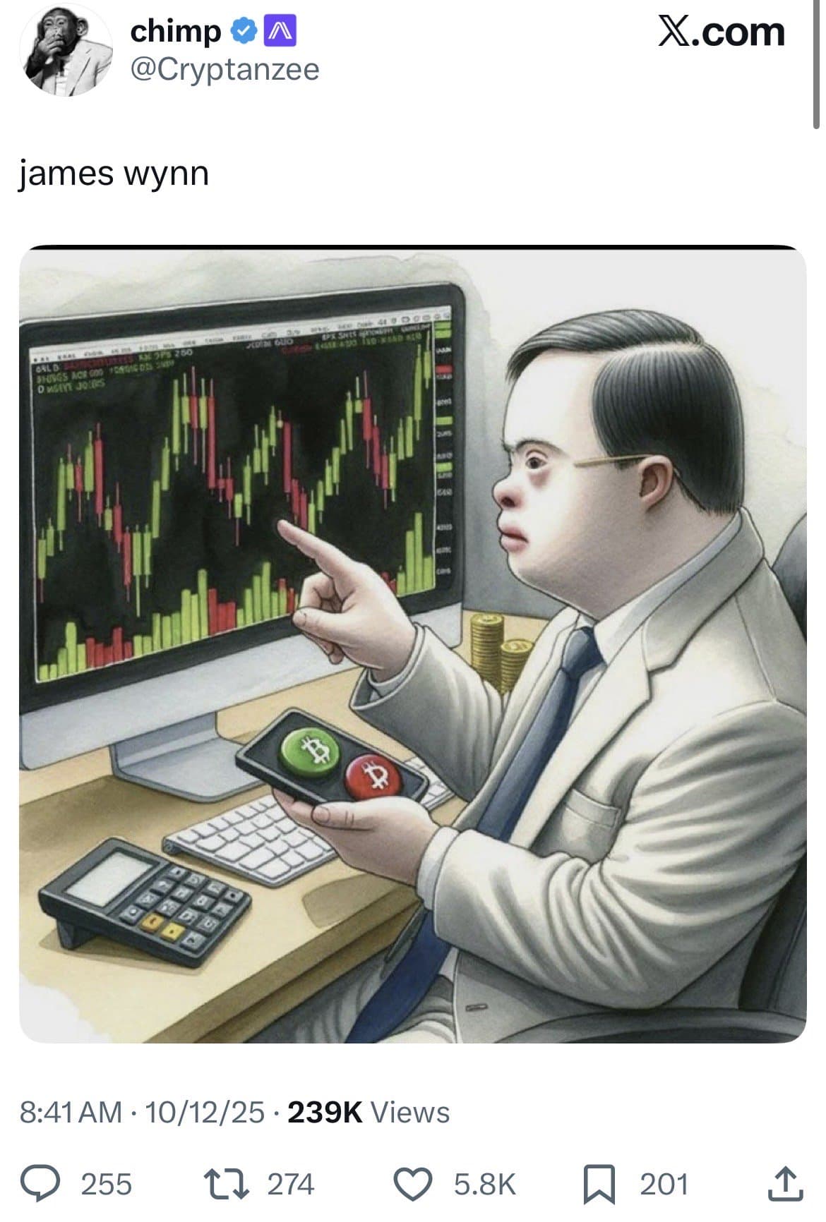 Crypto meme tagged bitcoin, trading chart, illustration, crypto twitter