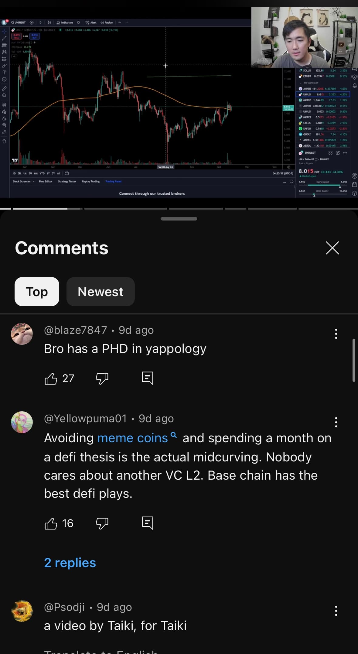 Crypto meme on Memtherscan